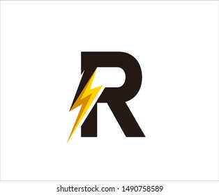Flash R Letter Logo, Electrical Bolt Logo Vector