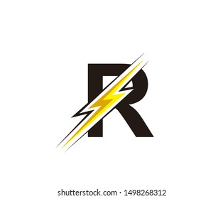 Flash R Letter Logo, Electrical Bolt Logo Vector