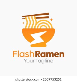 Flash Ramen Noodle Logo Design-Vorlage. Gut für Unternehmen, Agentur, Gemeinschaft und Organisation