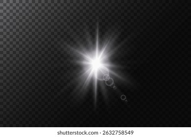 Flash with rays of light. Star light effect. Beautiful star Light from rays. Vector.