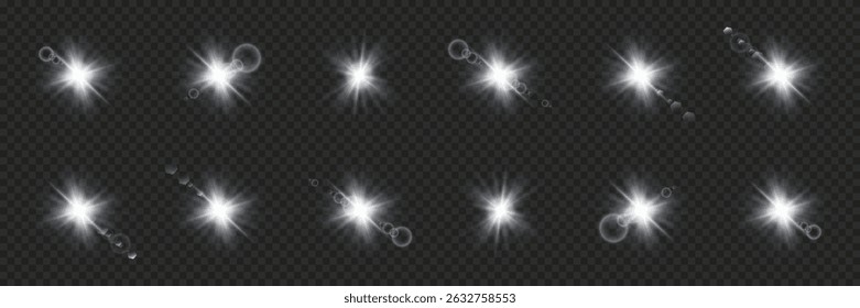 Flash with rays of light. Star light effect. Beautiful star Light from rays. Vector.