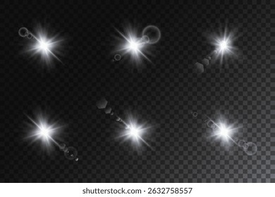 Pisque com raios de luz. Efeito de luz de estrela. Lindo estrela Luz de raios. Vetor.