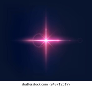Flash. Realistic flares. Glowing effects. Photography camera light or sunlight reflection from lens. Shiny stars in space. Isolated glints set. Sparkle glares. Vector shimmering element templates