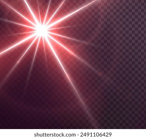 Flash. Realistic flares. Glowing effects. Photography camera light or sunlight reflection from lens. Shiny stars in space. Isolated glints set. Sparkle glares. Vector shimmering element templates