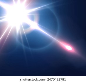 Flash, realistic highlights, glowing effects, camera light, sunlight reflection, stars, isolated highlights, sparkling highlights. Isolated on transparent background, png. Celestial, space elements