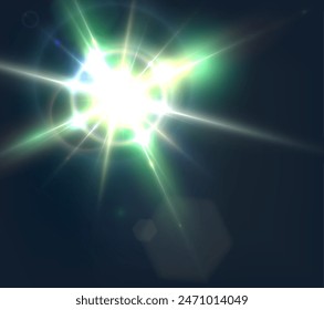 Flash, realistic highlights, glowing effects, camera light, sunlight reflection, stars, isolated highlights, sparkling highlights. Isolated on transparent background, png. Celestial, space elements