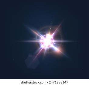 Flash, realistic highlights, glowing effects, camera light, sunlight reflection, stars, isolated highlights, sparkling highlights. Isolated on transparent background, png. Celestial, space elements

