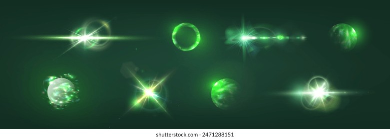 Flash, realistic highlights, glowing effects, camera light, sunlight reflection, stars, isolated highlights, sparkling highlights. Isolated on transparent background, png. Celestial, space elements


