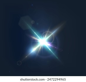 Flash, realistic highlights, glowing effects, camera light, sunlight reflection, stars, isolated highlights, sparkling highlights. Isolated on transparent background, png. Celestial, space elements