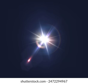 Flash, realistic highlights, glowing effects, camera light, sunlight reflection, stars, isolated highlights, sparkling highlights. Isolated on transparent background, png. Celestial, space elements