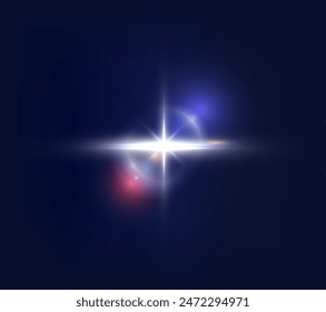 Flash, realistic highlights, glowing effects, camera light, sunlight reflection, stars, isolated highlights, sparkling highlights. Isolated on transparent background, png. Celestial, space elements