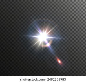 Flash, realistic highlights, glowing effects, camera light, sunlight reflection, stars, isolated highlights, sparkling highlights. Isolated on transparent background, png. Celestial, space elements	
