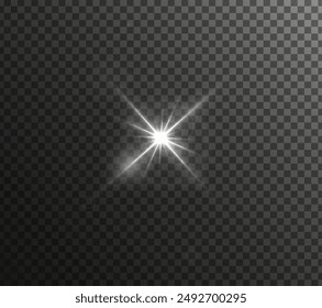 Destello, reflejos realistas, efectos brillantes, luz de cámara, reflexión de la luz solar, estrellas, resaltados aislados, resaltados brillantes. Aislado sobre fondo transparente, png. Celestial, espacio