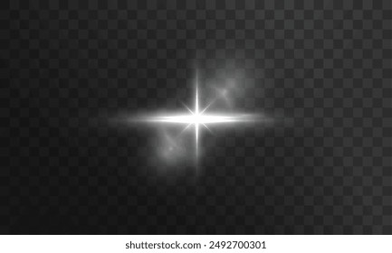 Flash, realistic highlights, glowing effects, camera light, sunlight reflection, stars, isolated highlights, sparkling highlights. Isolated on transparent background, png. Celestial, space