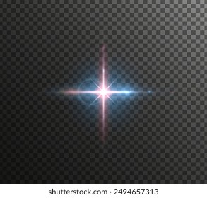 Flash, realistic highlights, glowing effects, camera light, sunlight reflection, stars, isolated highlights, sparkling highlights. Isolated on transparent background, png. Celestial, space elements