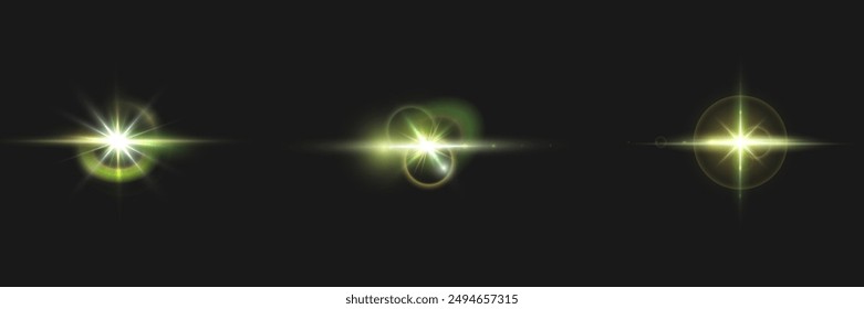 Flash, realistic highlights, glowing effects, camera light, sunlight reflection, stars, isolated highlights, sparkling highlights. Isolated on transparent background, png. Celestial, space elements