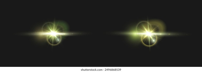 Flash, realistic highlights, glowing effects, camera light, sunlight reflection, stars, isolated highlights, sparkling highlights. Isolated on transparent background, png. Celestial, space	