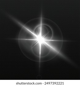 Flash, realistic highlights, glowing effects, camera light, sunlight reflection, stars, isolated highlights, sparkling highlights. Isolated on transparent background, png. Celestial, space	
