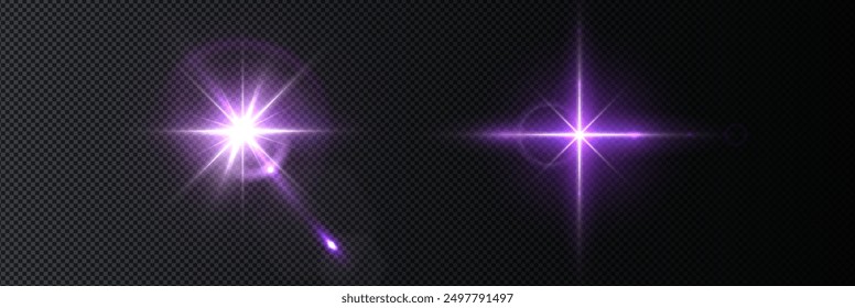 Flash, realistic highlights, glowing effects, camera light, sunlight reflection, stars, isolated highlights, sparkling highlights. Isolated on transparent background, png. Celestial, space elements	
