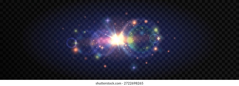Flash, realistic lens flare, glow effects, camera light, sunlight reflection, stars, isolated lens flare, sparkling lens flare.