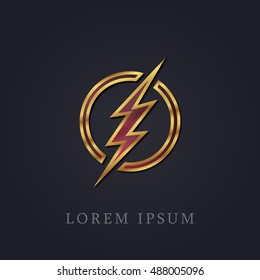 The Flash Red Ruby with Golden Frame Precious Jewellery Icon / Logo Design