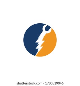 Flash Repair Logo Template Design Vector. Wrench thunder logo