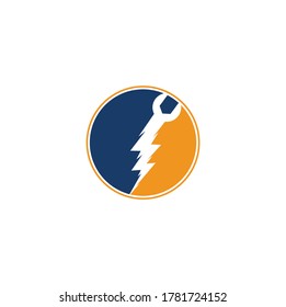 Flash Repair Logo Template Design Vector. Wrench thunder logo