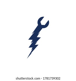 Flash Repair Logo Template Design Vector. Wrench thunder logo