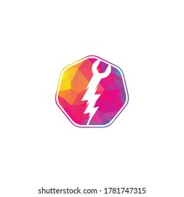 Flash Repair Logo Template Design Vector. Wrench thunder logo