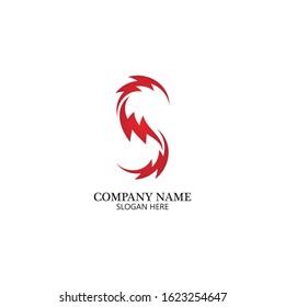 Flash s letter thunderbolt logo vector template icons
