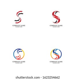 Flash s letter thunderbolt logo vector template icons