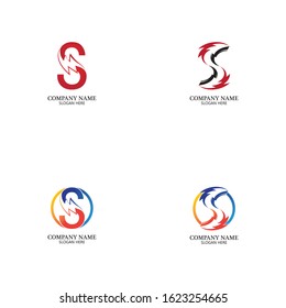 Flash s letter thunderbolt logo vector template icons