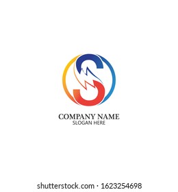 Flash s letter thunderbolt logo vector template icons