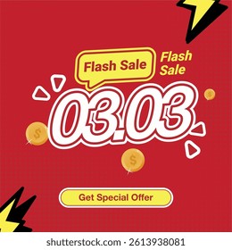 Flash Sale 03.03 Big Sale Graphic for Ecommerce and Digital Campaign
