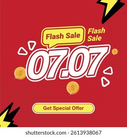 Flash Sale 07.07 Big Sale Graphic for Ecommerce and Digital Campaign