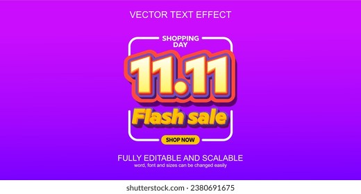 Flash sale 11.11 template banner text effect vector