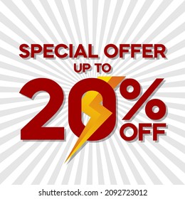 Flash sale up to 20 percent discount, banner template, flash sale promotion special offer. vector template illustration