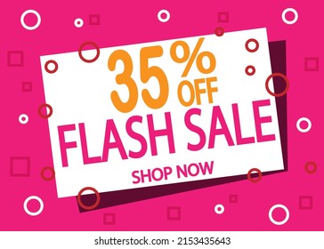 Venta en flash 35% de descuento. Diseño creativo de banners para la reducción de precios y la venta de productos