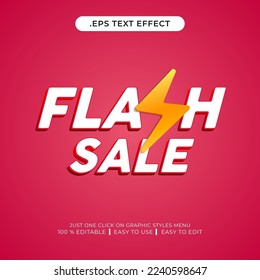 Flash Sale 3D editable text effect with yellow thunder on pink background. For Branding, Mockup, Social Media Banner, Cover, Book, Games, Title.