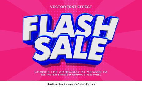 efecto de texto de Vector editable 3d de venta flash. efecto de texto de estilo publicitario