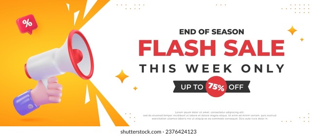 flash sale 3d megaphone advertising special offer banner design