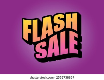 Flash sale 3d style text effect, Flash Sale promotional labels design, discount shopping up to 50% off 