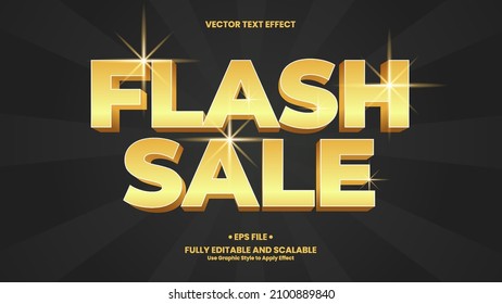 Flash Sale 3D Text Effect. Gold text effect template with 3d style use for title, headline, logo and business brand