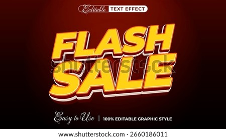 Flash Sale 3D text effect with bold yellow typography. Editable graphic style vector for marketing promotions.