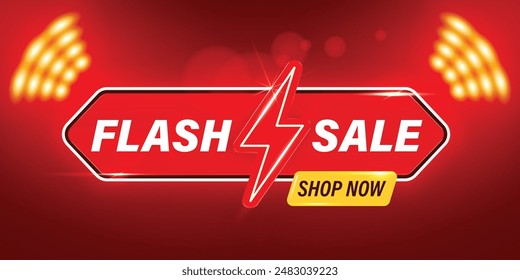 Flash sale 3D-style vector banner and 3D elements are available for use on online shopping websites or in social media advertising.