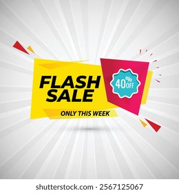 Flash Sale 40% off Banner Design Vector Illustration.