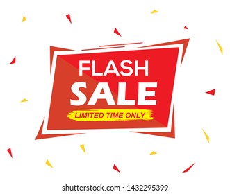Flash sale, up to 50% off, sale banner design template, discount tag, app icon, vector illustration, red square and yellow colour, red colour, sale item, sale icon