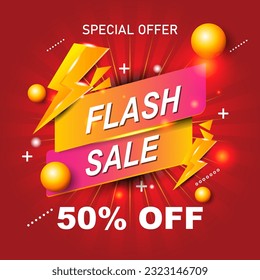 Plantilla de ventas flash 50% con concepto de color degradado