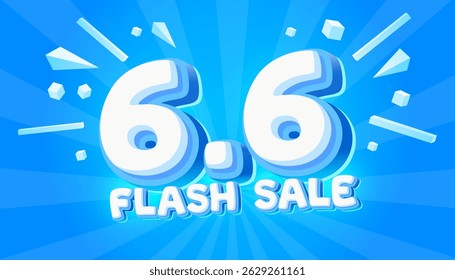 Flash sale 6.6 event, big sale offer, poster label. Vector illustration