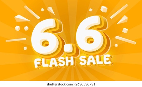 Flash venda 6.6 evento, grande oferta de venda, etiqueta de cartaz. Ilustração vetorial